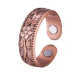 bracelete de cobre magnético com padrão floral relevo